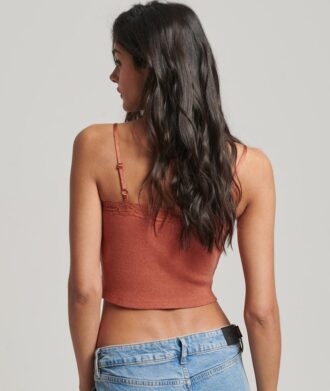 Rib Lace Trim Cami Top