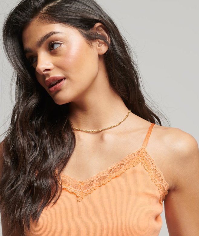 Rib Lace Trim Cami Top Rib Lace Trim Cami Top