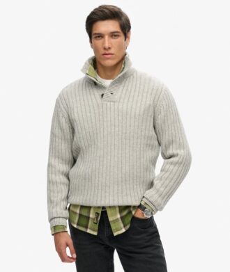 Ribbed Half Button Jumper