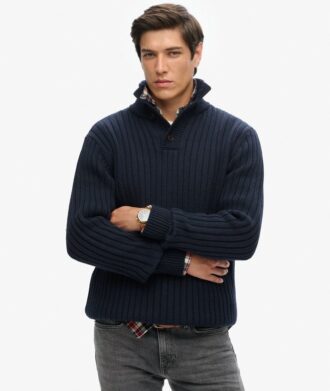 Ribbed Half Button Jumper