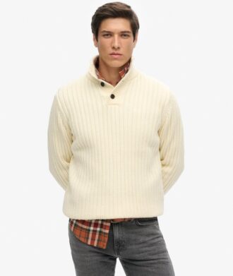 Ribbed Half Button Jumper