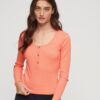 Ribbed Long Sleeve Henley Top