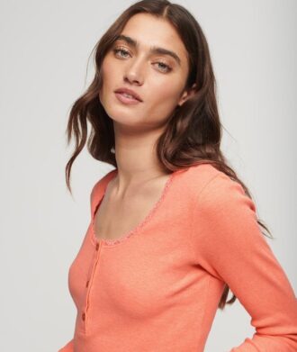 Ribbed Long Sleeve Henley Top