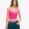 Ruched Mesh Crop Corset Top