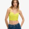 Ruched Mesh Crop Corset Top