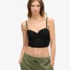 Ruched Mesh Crop Corset Top