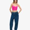 Ruched Mesh Crop Corset Top