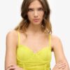 Ruched Mesh Crop Corset Top