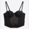Ruched Mesh Crop Corset Top