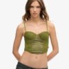 Satin and Mesh Lace Corset Top