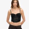 Satin and Mesh Lace Corset Top