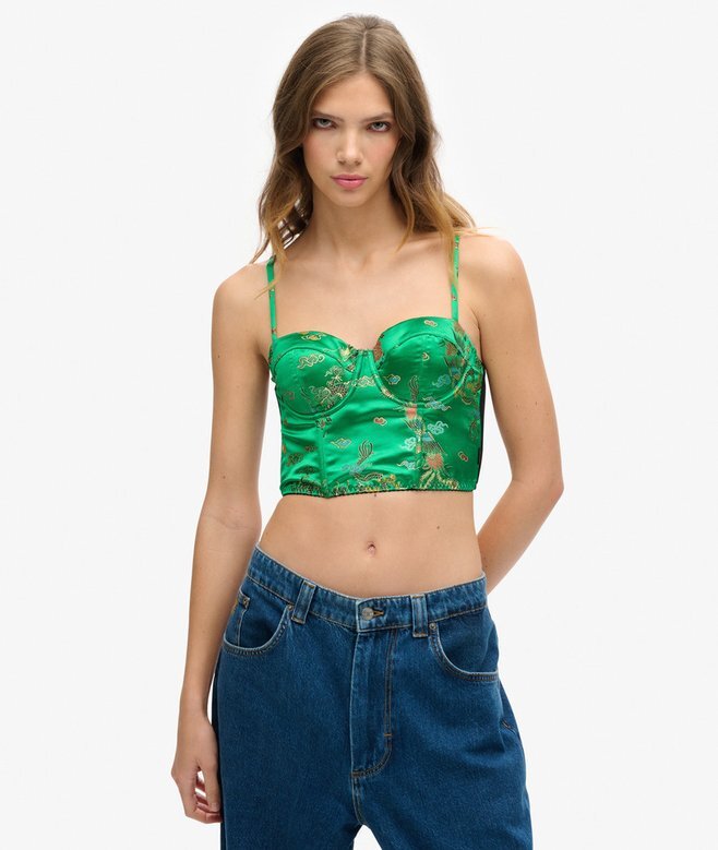 Satin Floral Embroidered Corset Top Satin Floral Embroidered Corset Top