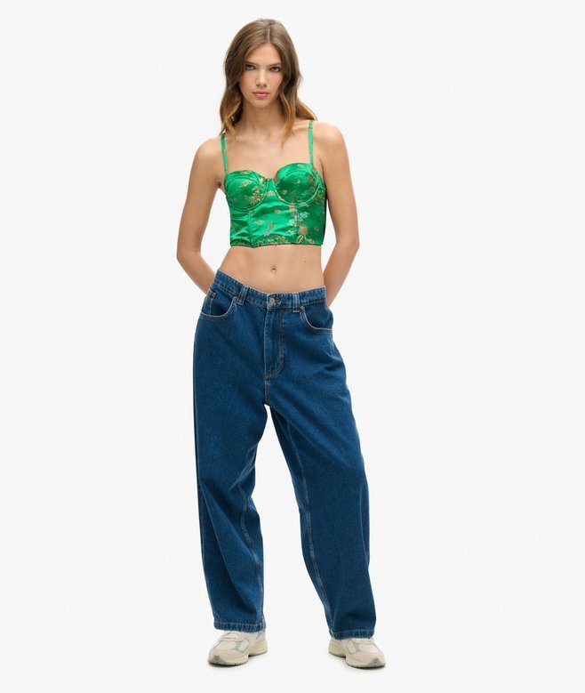 Satin Floral Embroidered Corset Top Satin Floral Embroidered Corset Top