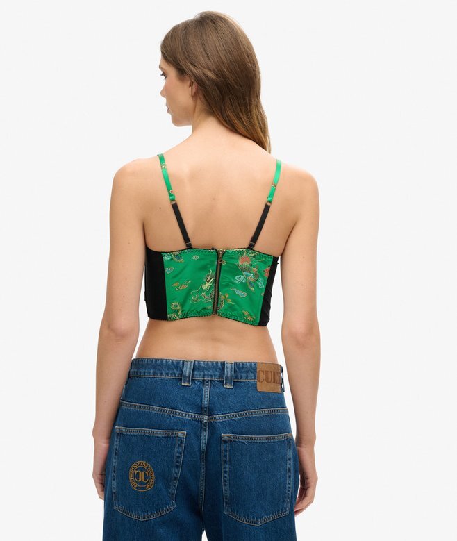 Satin Floral Embroidered Corset Top Satin Floral Embroidered Corset Top