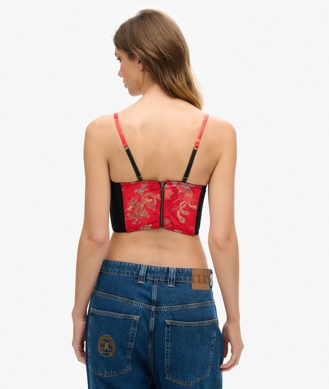 Satin Floral Embroidered Corset Top Satin Floral Embroidered Corset Top