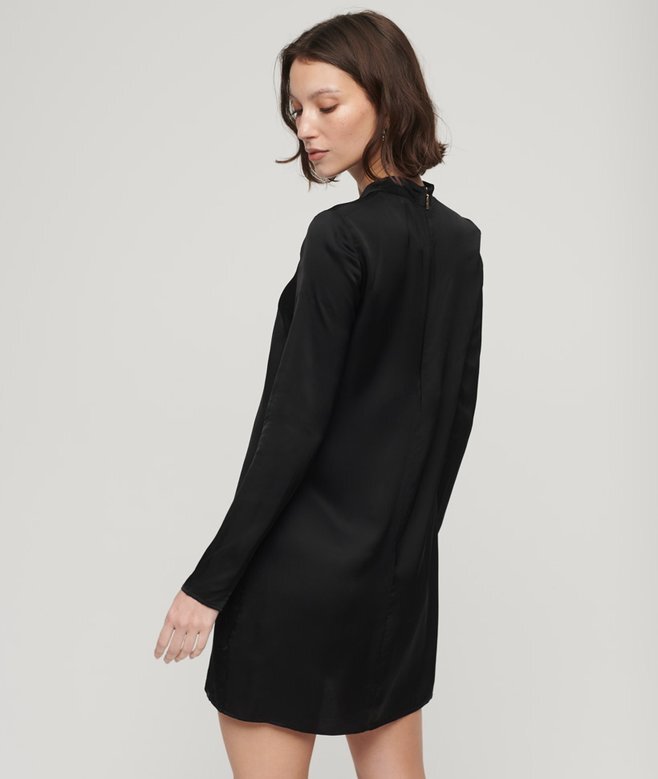 Satin Mock Neck Mini Dress Satin Mock Neck Mini Dress