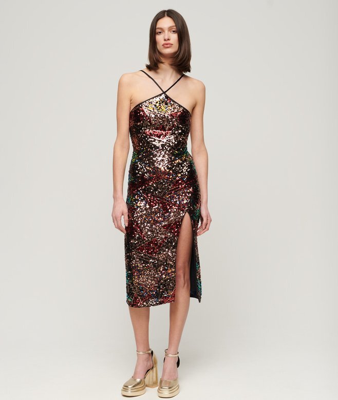 Sequin Halter Midi Dress Sequin Halter Midi Dress
