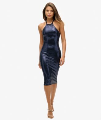 Sequin Halter Neck Midi Dress