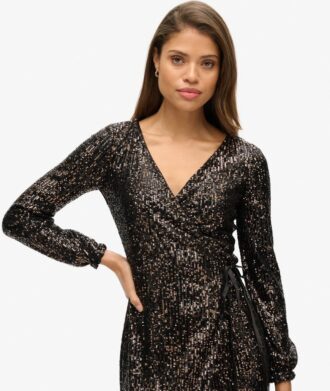 Sequin Wrap Maxi Dress