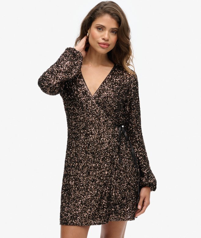 Sequin Wrap Mini Dress Sequin Wrap Mini Dress