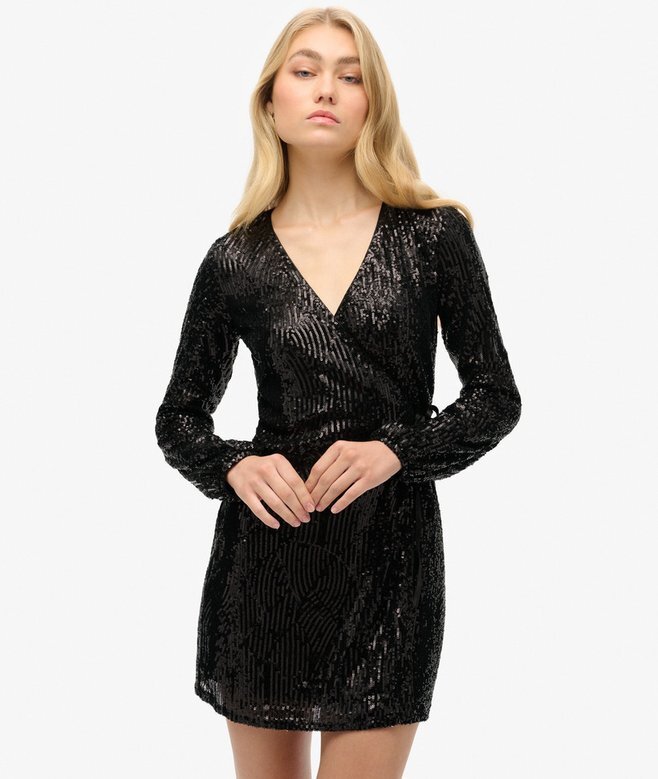 Sequin Wrap Mini Dress Sequin Wrap Mini Dress