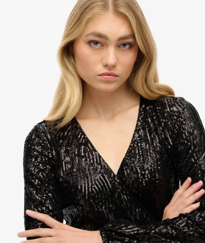 Sequin Wrap Mini Dress Sequin Wrap Mini Dress
