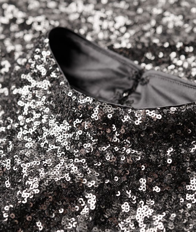 Sequinned Mock Neck Mini Dress Sequinned Mock Neck Mini Dress
