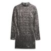 Sequinned Mock Neck Mini Dress Sequinned Mock Neck Mini Dress