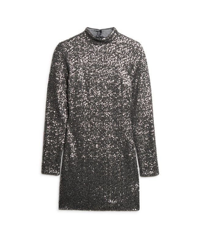 Sequinned Mock Neck Mini Dress Sequinned Mock Neck Mini Dress