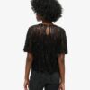 Sheer Short Sleeve Sequin Top