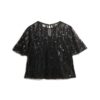 Sheer Short Sleeve Sequin Top