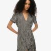 Short Sleeve Printed Mini Wrap Dress Short Sleeve Printed Mini Wrap Dress