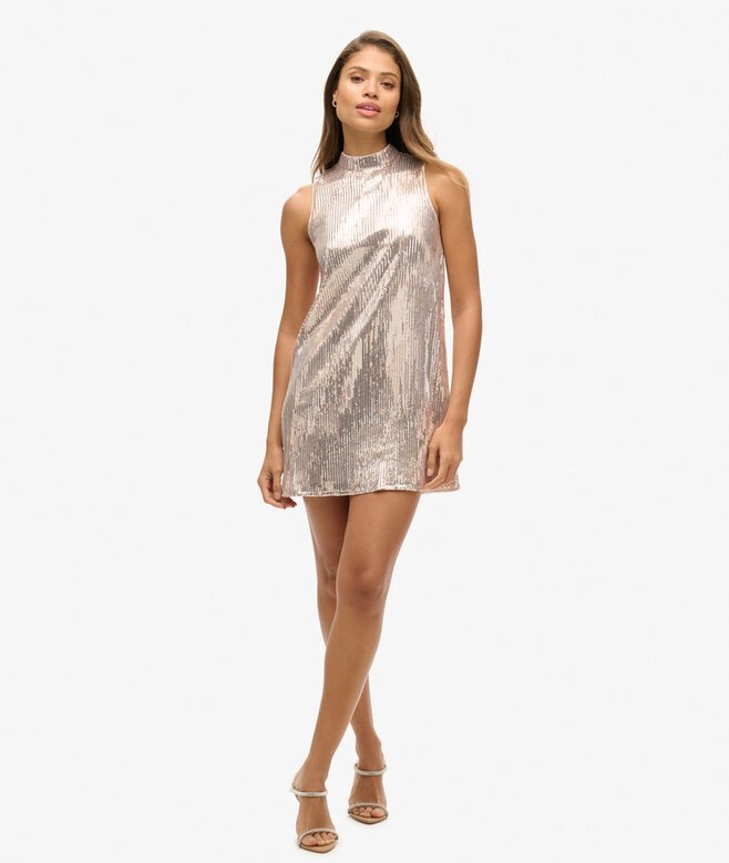 Sleeveless Sequin a Line Mini Dress Sleeveless Sequin a Line Mini Dress
