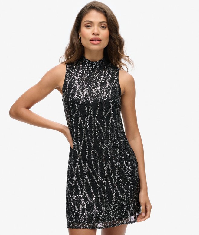 Sleeveless Sequin a Line Mini Dress Sleeveless Sequin a Line Mini Dress