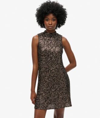 Sleeveless Sequin a Line Mini Dress