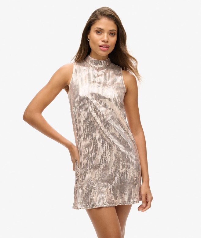 Sleeveless Sequin a Line Mini Dress Sleeveless Sequin a Line Mini Dress