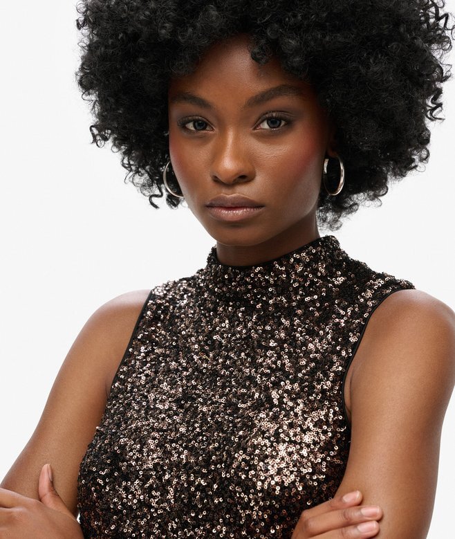 Sleeveless Sequin a Line Mini Dress Sleeveless Sequin a Line Mini Dress