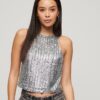 Sleeveless Sequin Racer Top Sleeveless Sequin Racer Top