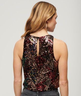 Sleeveless Sequin Racer Top