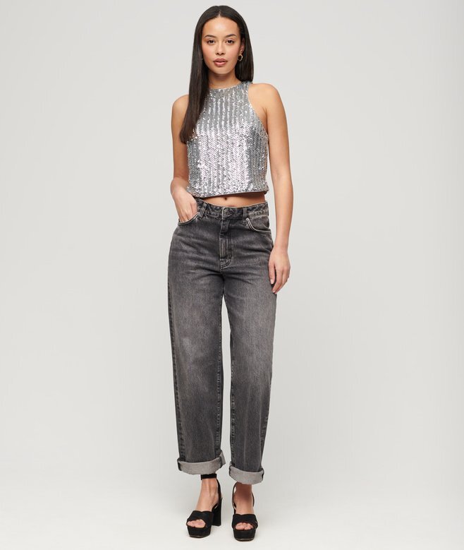 Sleeveless Sequin Racer Top Sleeveless Sequin Racer Top