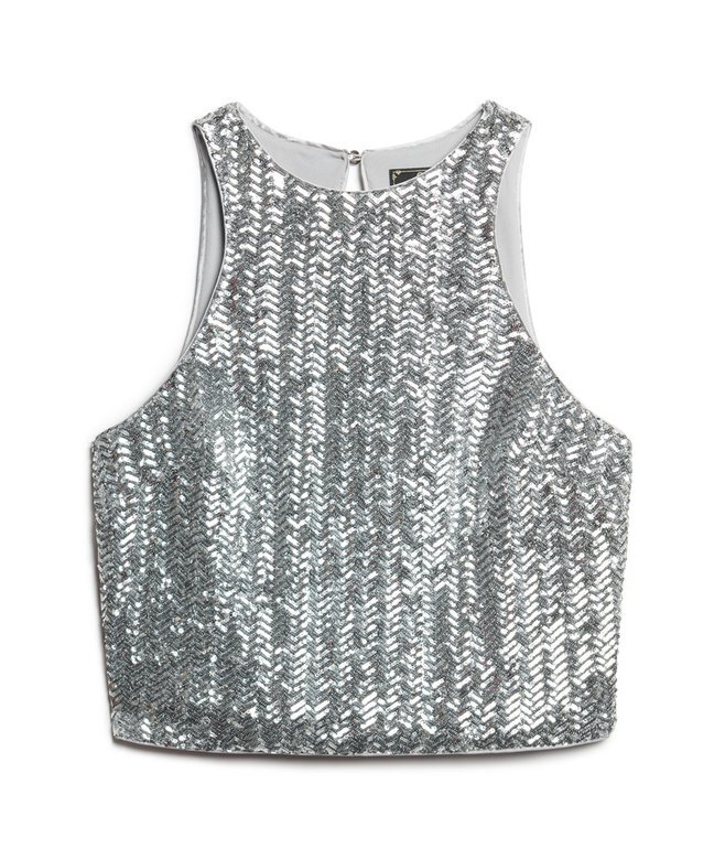 Sleeveless Sequin Racer Top Sleeveless Sequin Racer Top