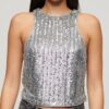 Sleeveless Sequin Racer Top Sleeveless Sequin Racer Top