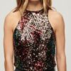Sleeveless Sequin Racer Top