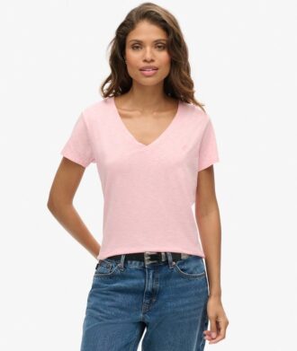 Slub Embroidered V-Neck T-Shirt