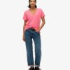 Slub Embroidered V-Neck T-Shirt