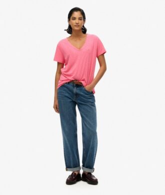 Slub Embroidered V-Neck T-Shirt