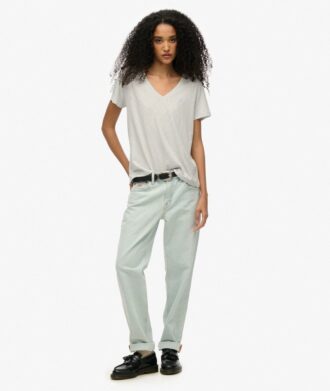 Slub Embroidered V-Neck T-Shirt