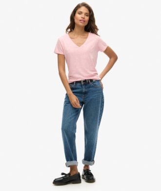 Slub Embroidered V-Neck T-Shirt