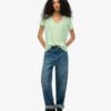 Slub Embroidered V-Neck T-Shirt