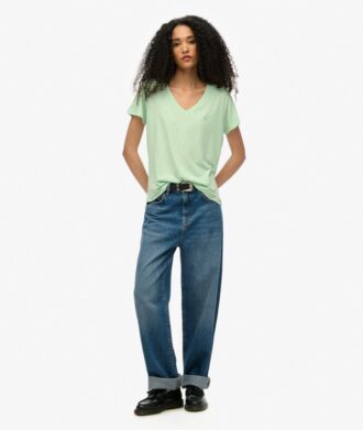 Slub Embroidered V-Neck T-Shirt